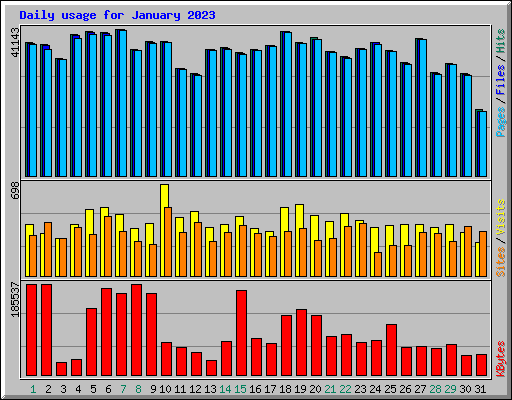 Daily usage for January 2023