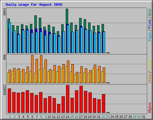Daily usage for August 2026