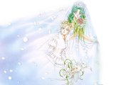 Haruka and Michiru in wedding dresses